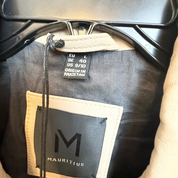 Mauritius Peonie Embroidered Leather Moto Jacket Size 9/10 - Picture 8 of 11